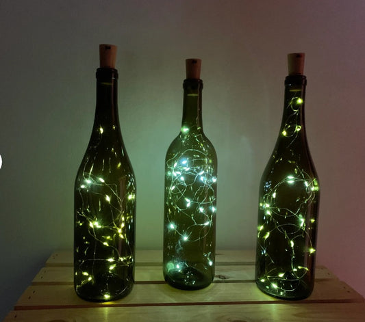 Lighted wine bottles